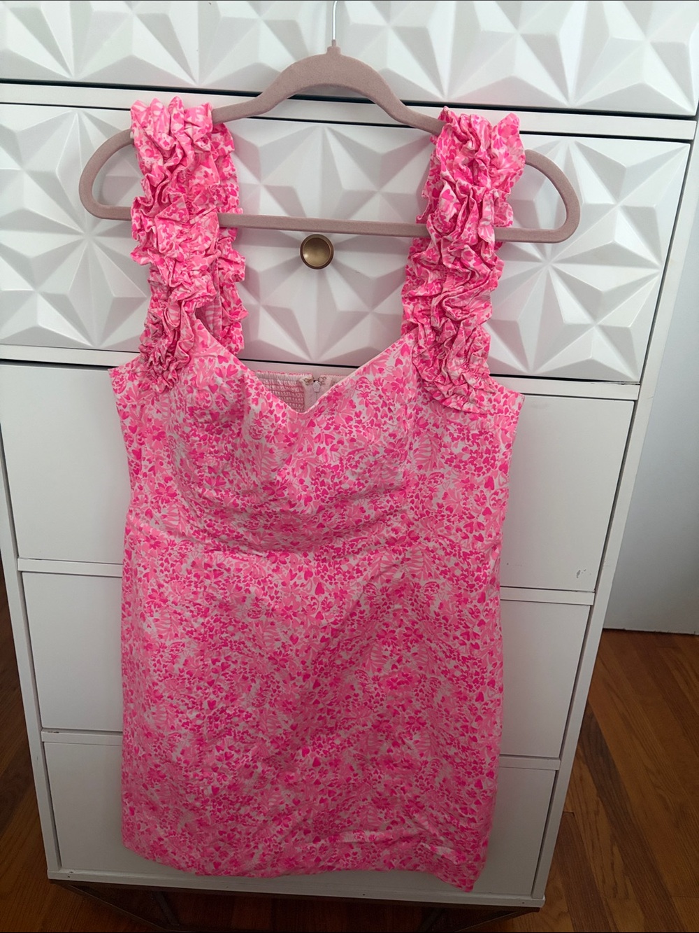 Lilly Pulitzer Pink Floral Ruffle Strap Sundress